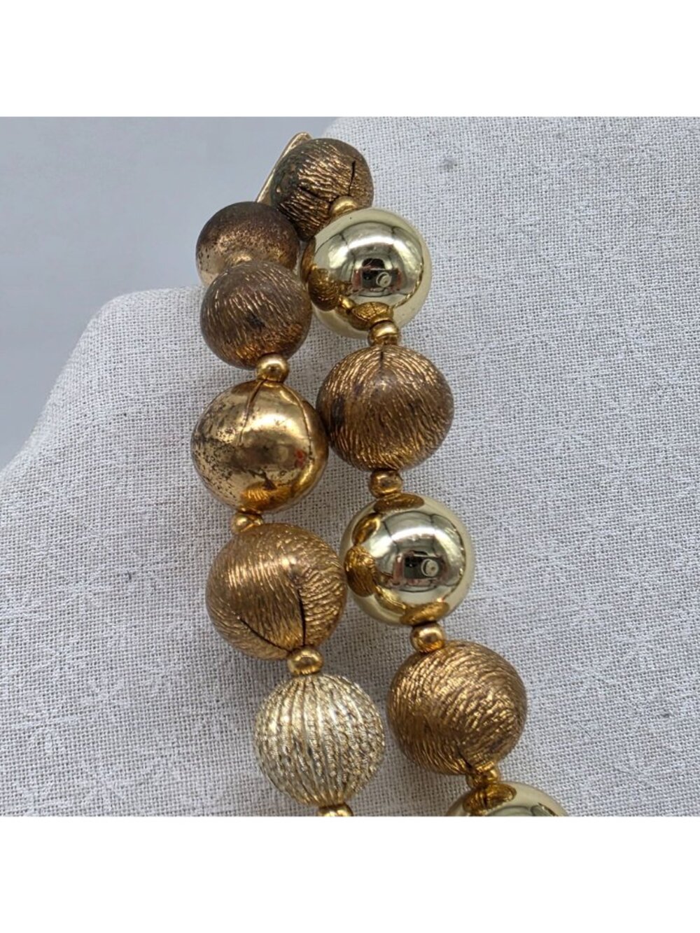 Vintage LISNER Statement Double Strand Gold Tone & Crystal Bead Necklace - Picture 3 of 8